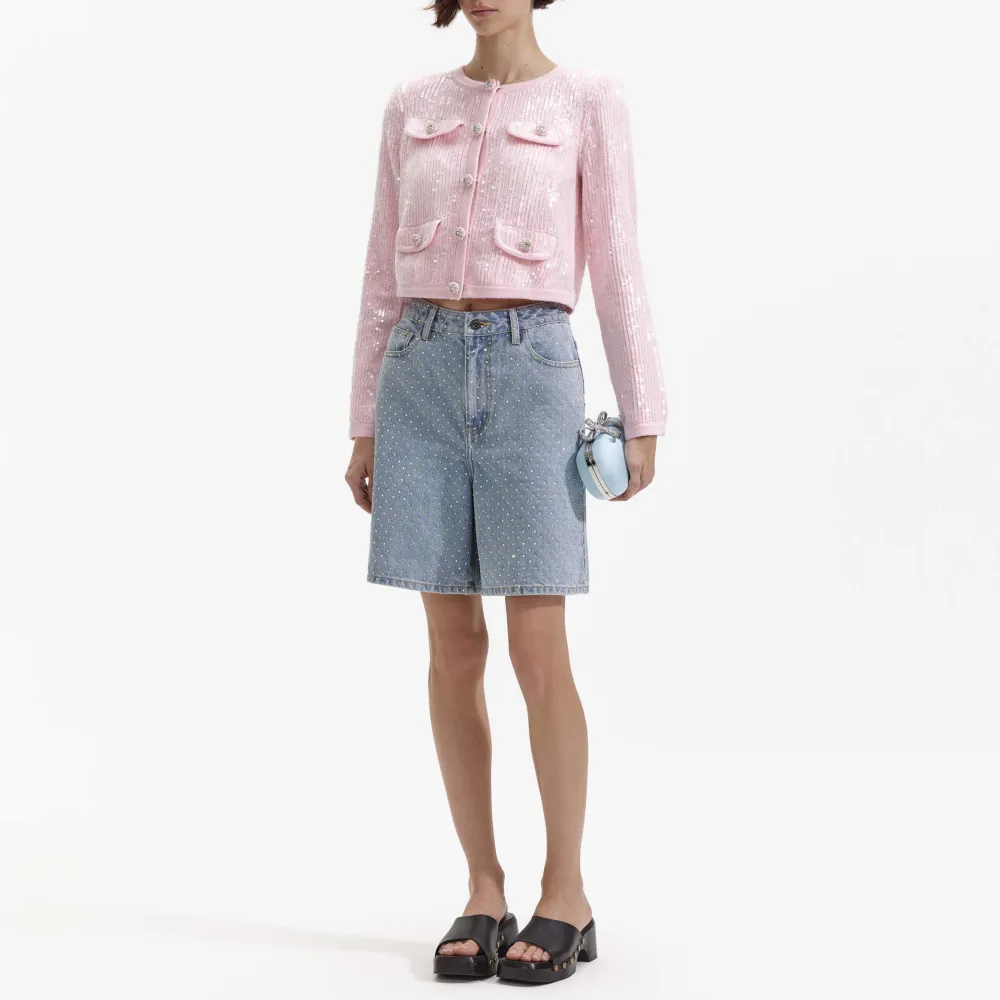 Pink Knit Sequin Cardigan