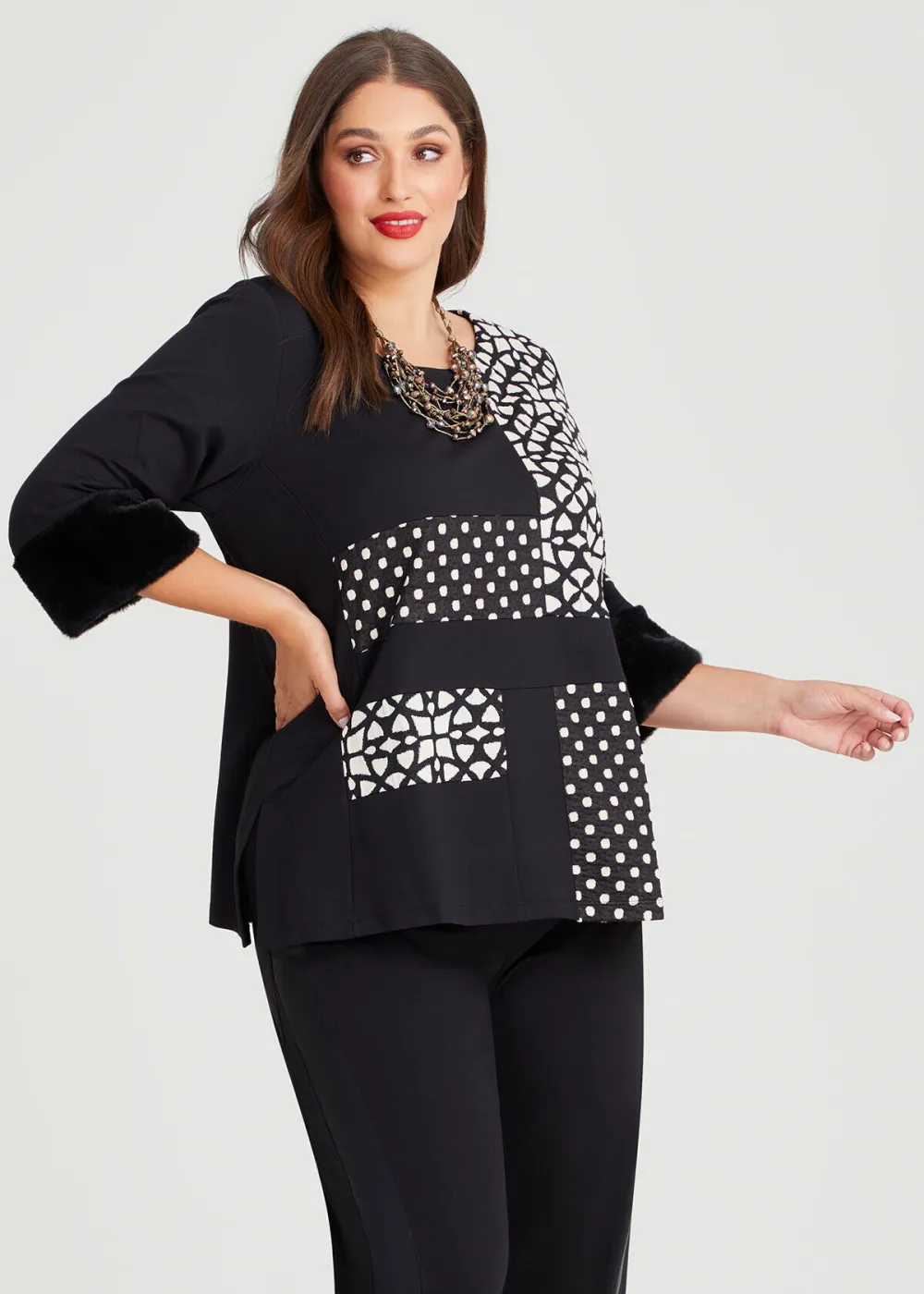 Spot Check Bamboo Ponte Top