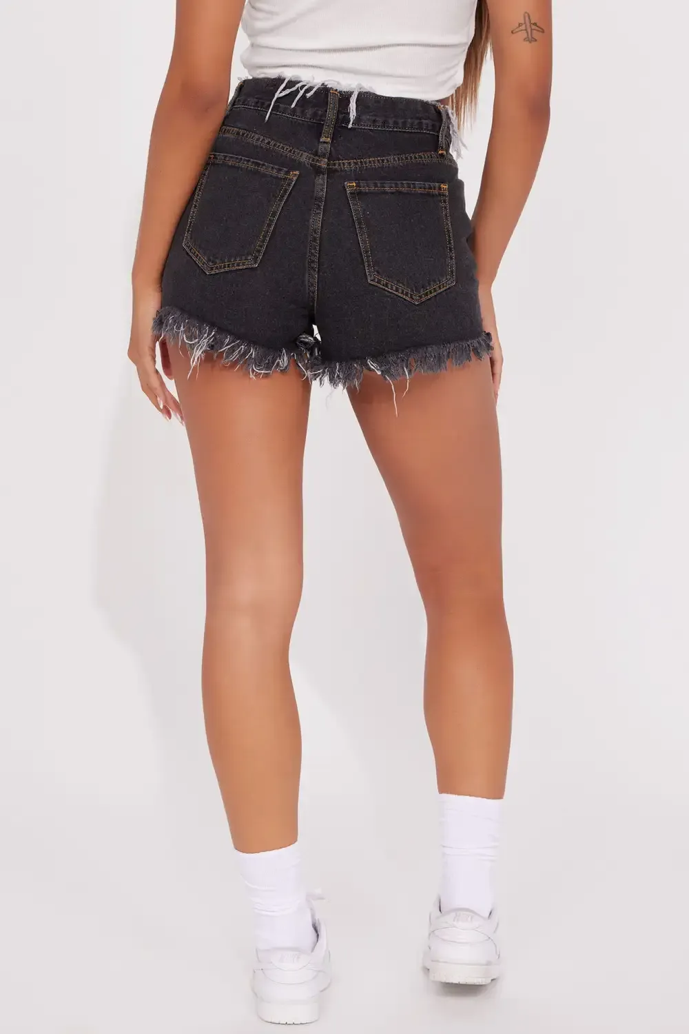 Most Wanted Denim Cut Off Shorts - Black