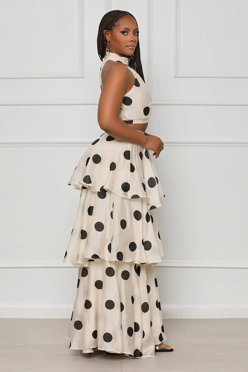 Into The Ruffle Polka Dot Set (Cream Multi)-FINAL SALE