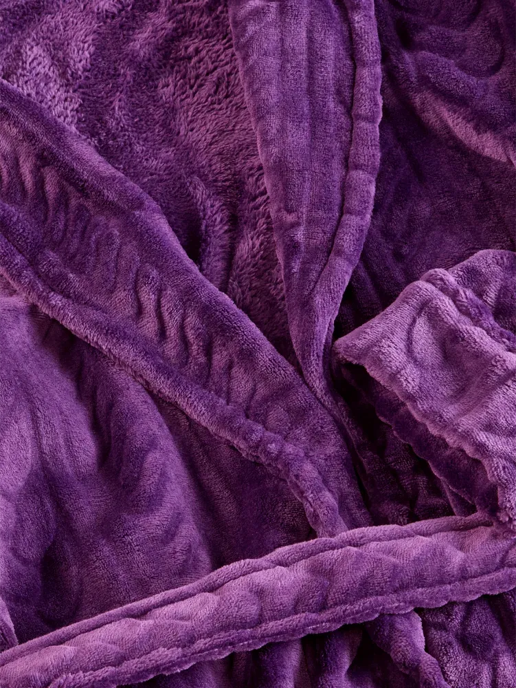 Women's Plush Cable Fleece Robe