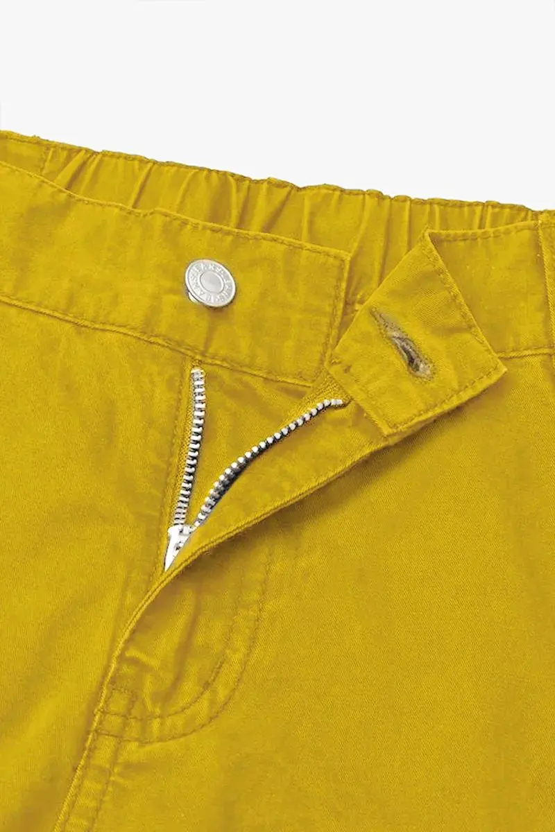 Zip Detail Flap Pocket Cargo Mid Waist Straight Leg Pants