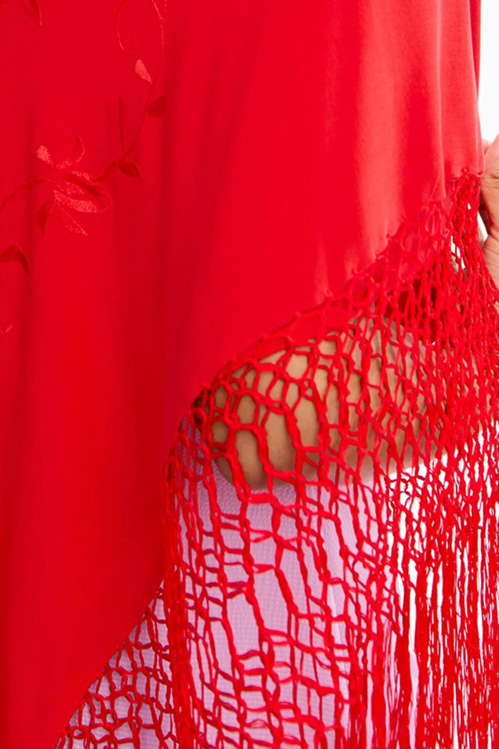 Red Silk Fabric Material Shawl