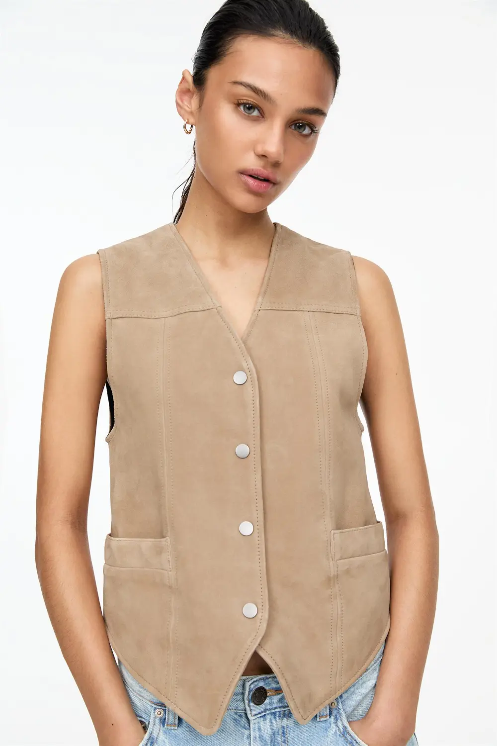 100% suede leather vest