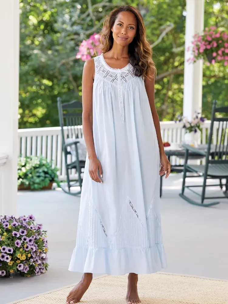 Eileen West Moonlight Sonata Long Cotton Lawn Nightgown