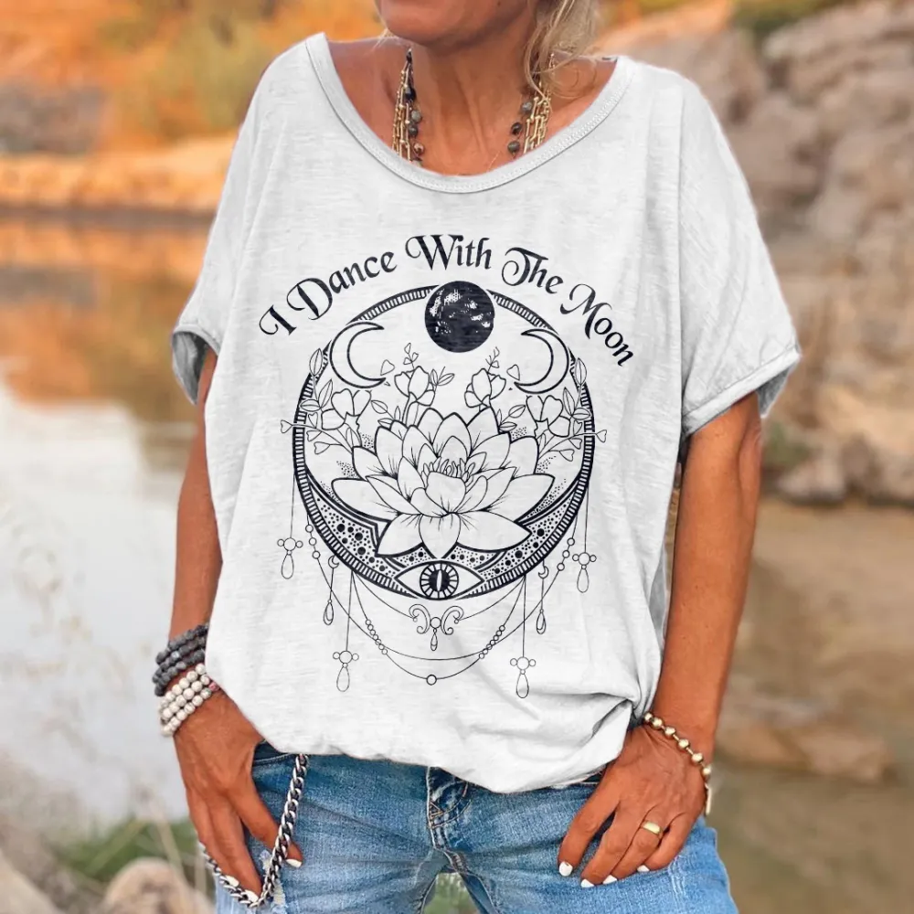 Women's I Dance With The Moon Print T-shirt