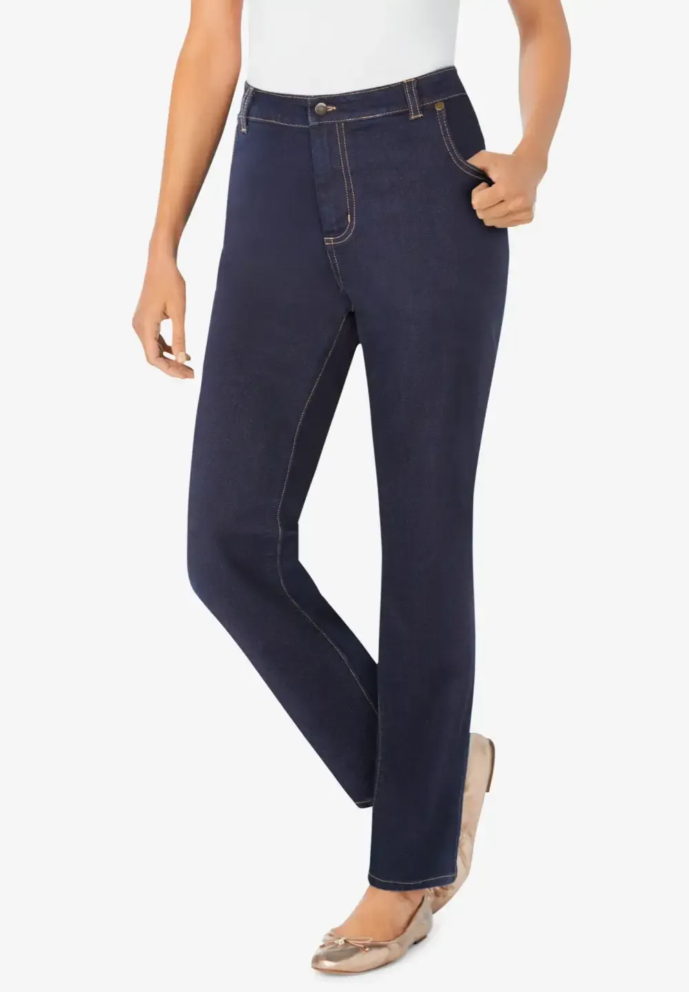 Straight-Leg Stretch Denim Jean