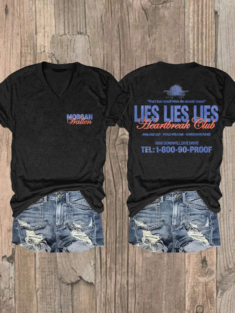 Women'S Morgan Wallen Lies Lies Lies V-Neck T-Shirt