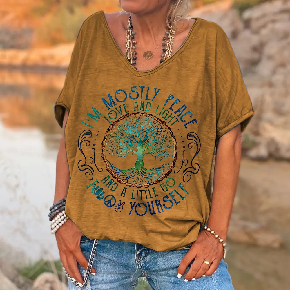 I'm Mostly Peace Love And Light Printed Women's T-shirt