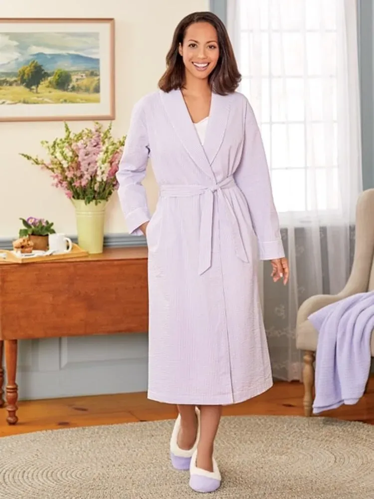 Women's Classic Seersucker Wrap Robe