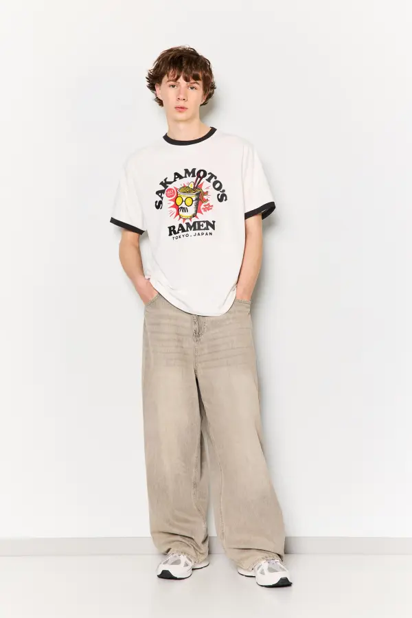 Sakamoto Ramen white graphic T-shirt