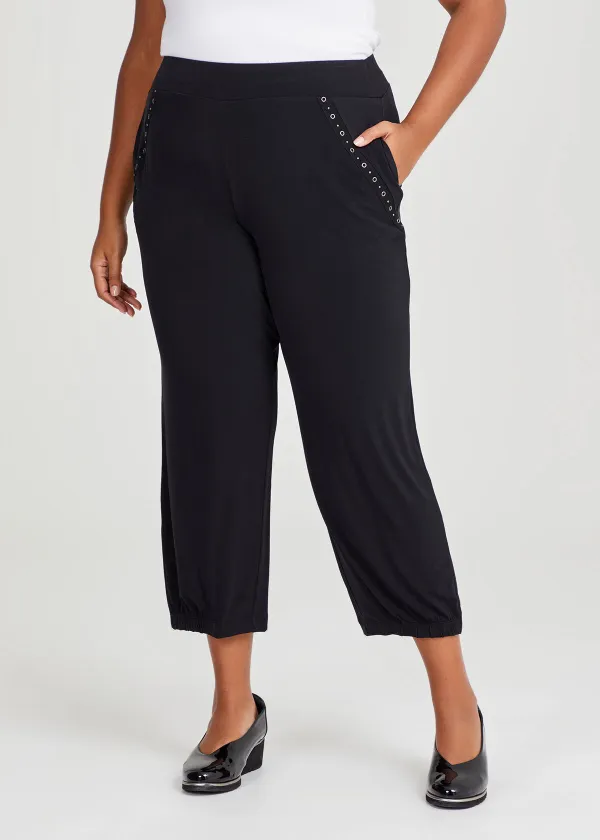 Eyelet Detail Wide Leg Pant