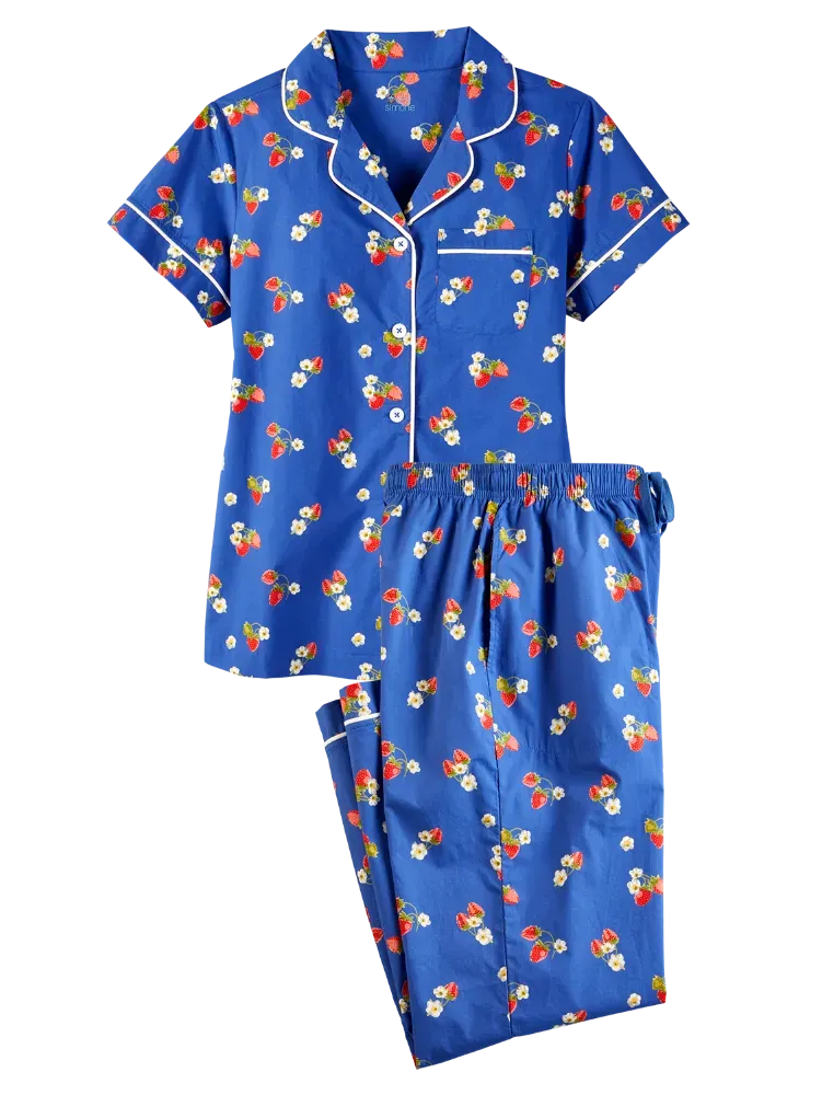 Ella Simone Strawberry Fields Cotton Pajama Set