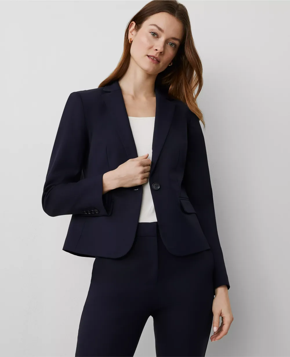 The One-Button Blazer in Stretch Cotton