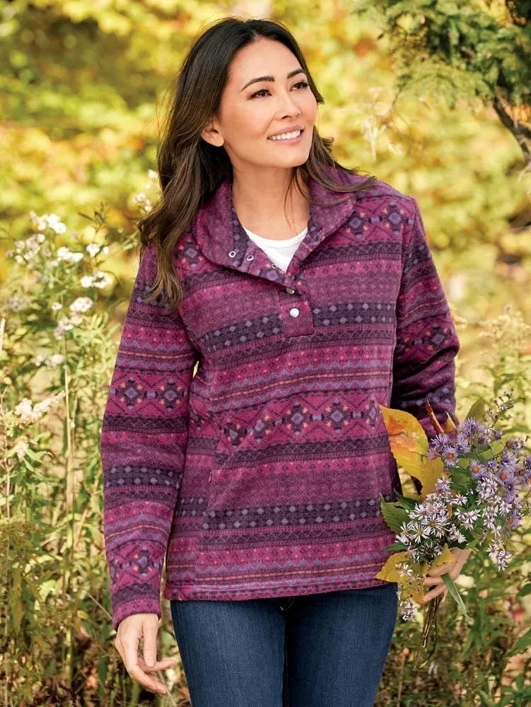 Women's Super-Soft Fleece Pullover With Shawl Collar