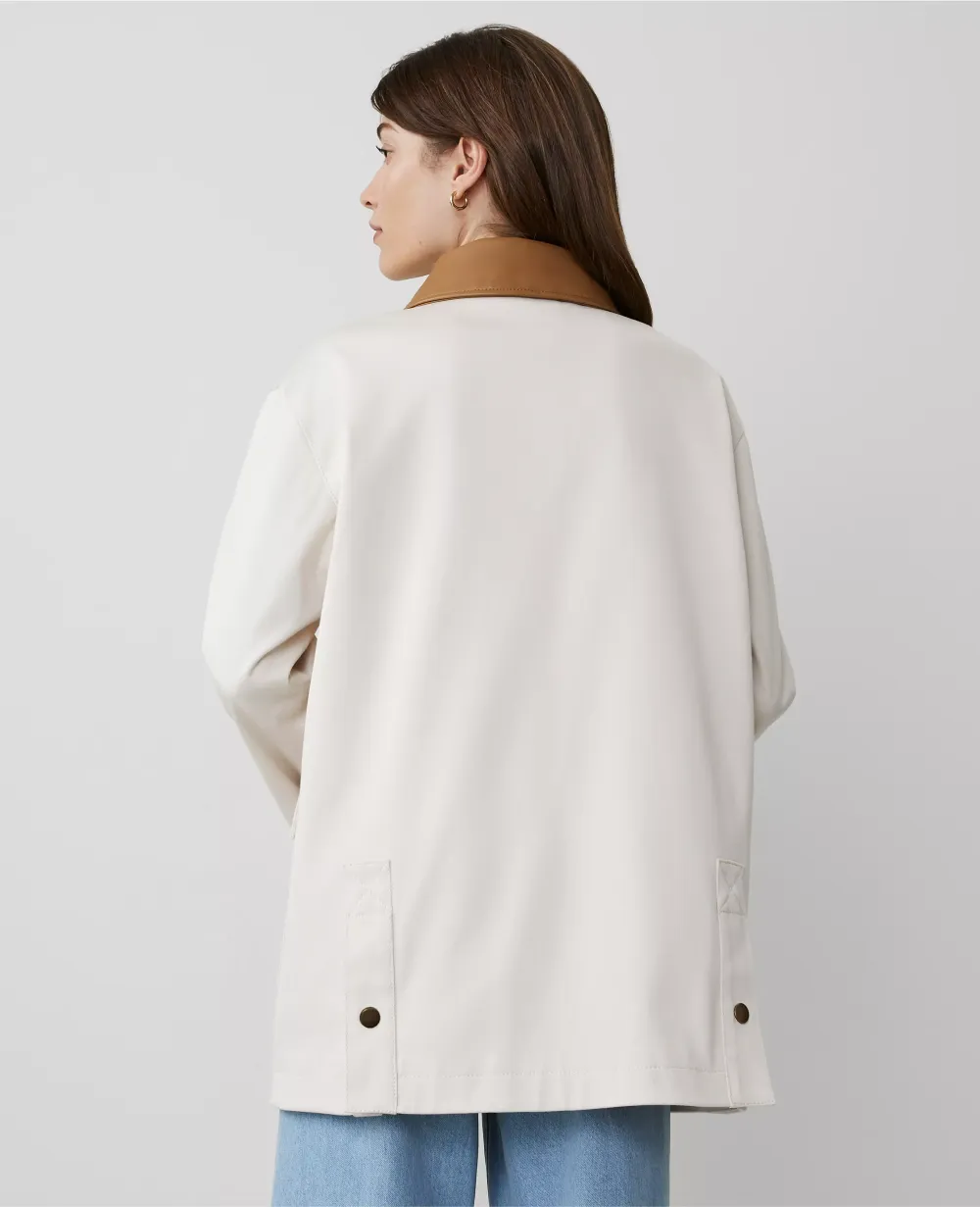 Weekend Collection Faux Leather Collared Jacket