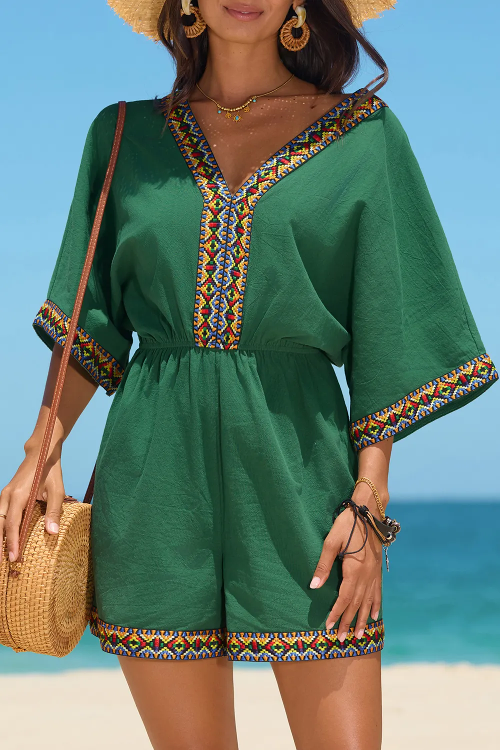 Colorful Threads Green Romper