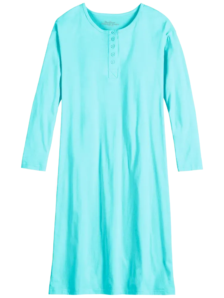 Comfort Knit Solid Color Cotton Long-Sleeve Nightgown