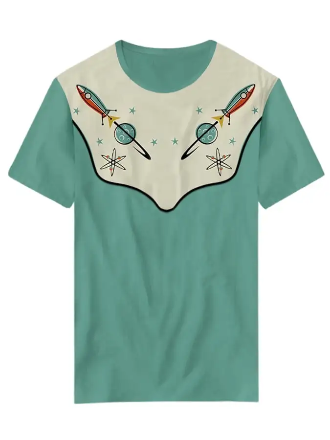 Women's Retro Western Style Interstellar Atomic Printed Casual T-Shirt