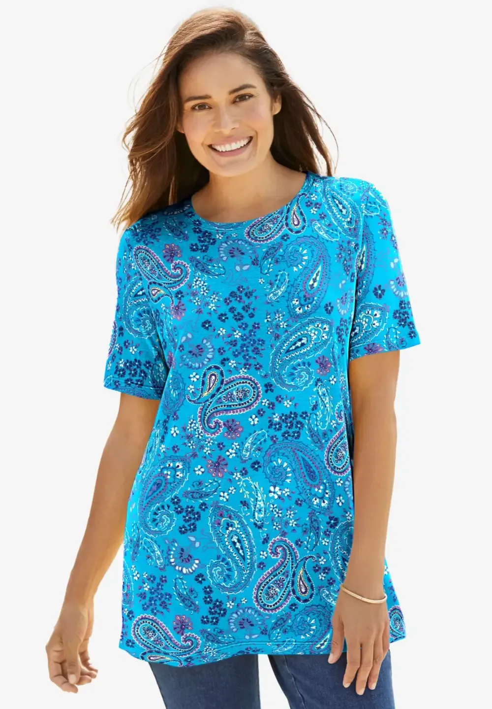 Perfect Printed Short-Sleeve Crewneck Tee