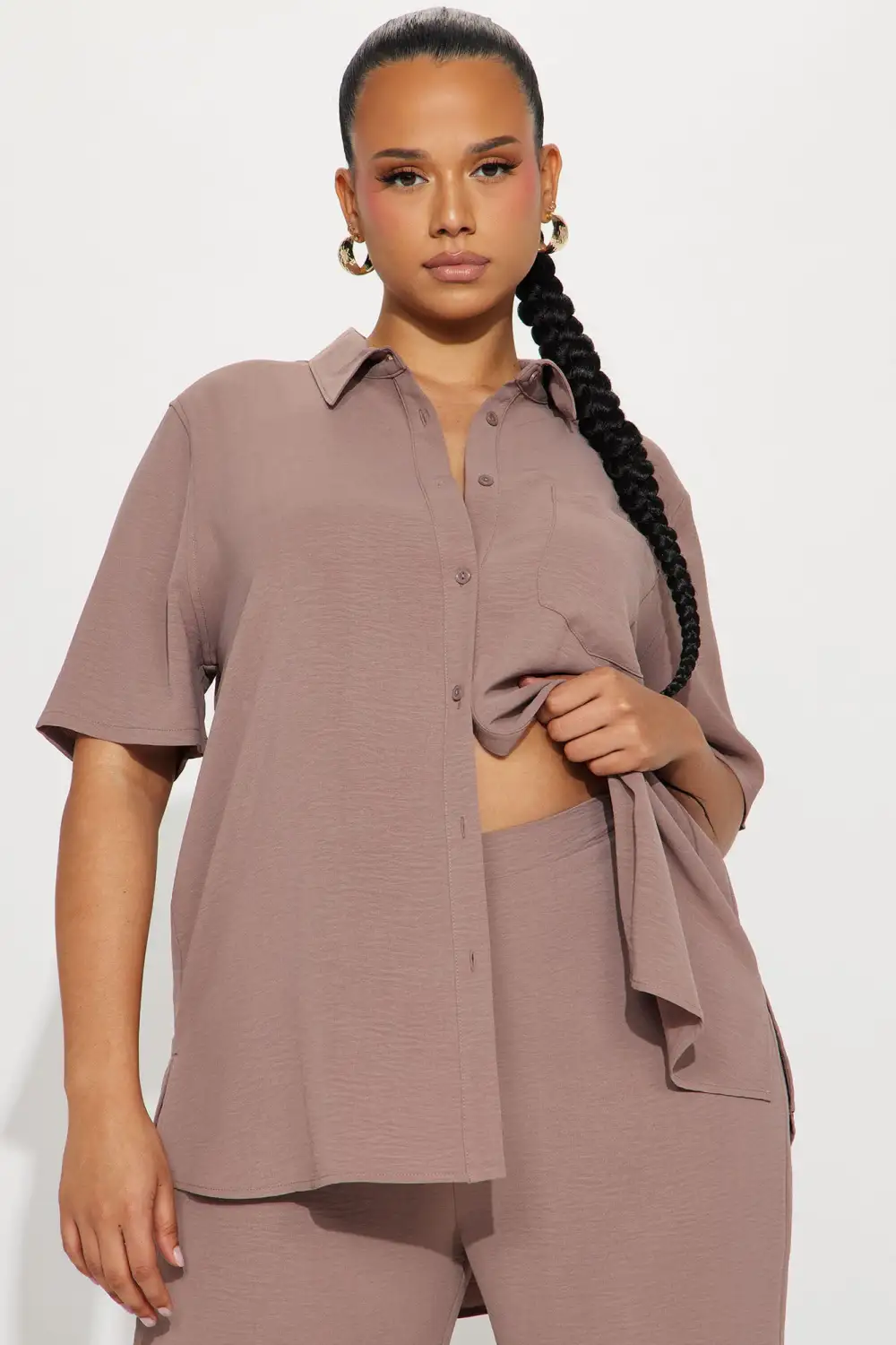 Makenzie Short Sleeve Pant Set - Mocha