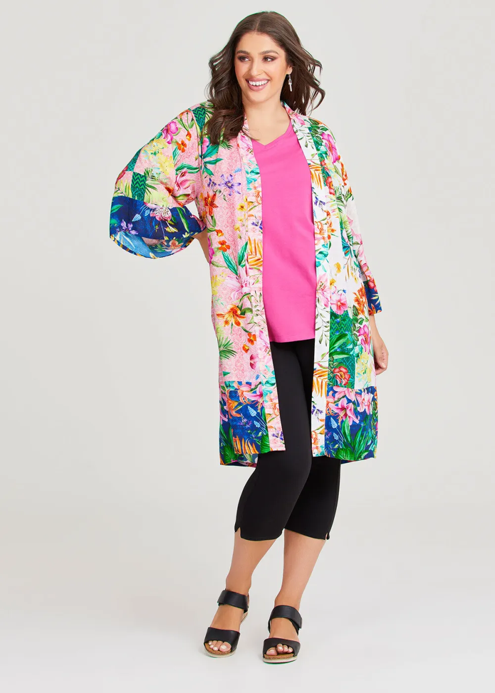Natural Patchwork Floral Kimono