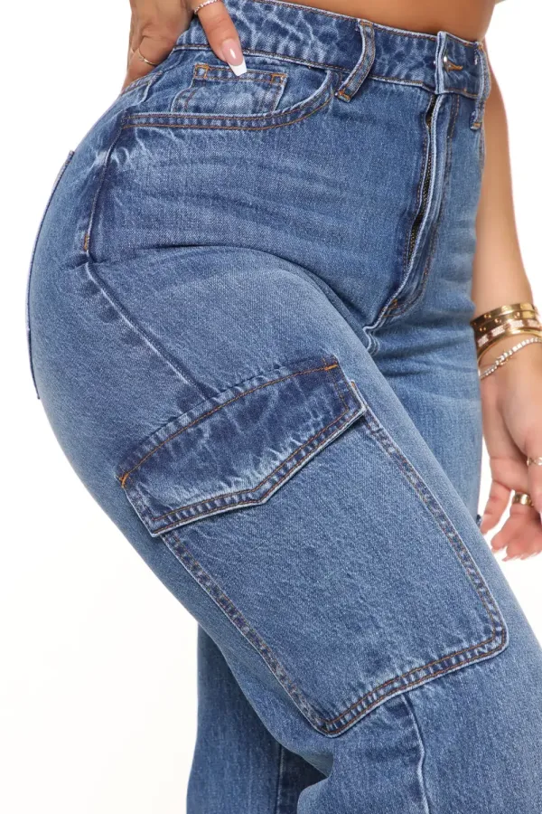 End Of Day Cargo Jeans - Medium Blue Wash