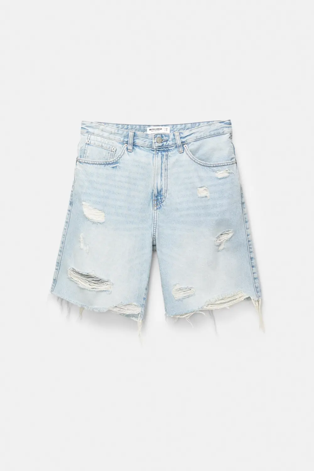 Ripped denim Bermuda shorts