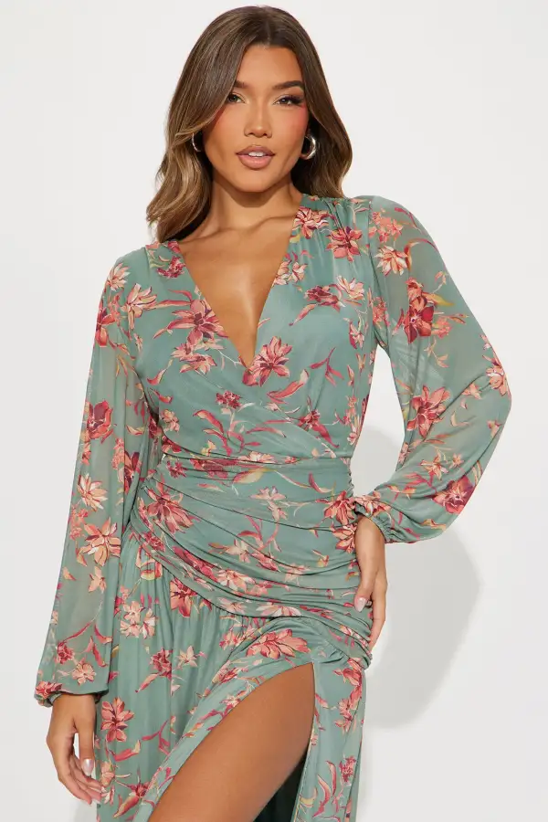 Farah Floral Maxi Dress - Sage