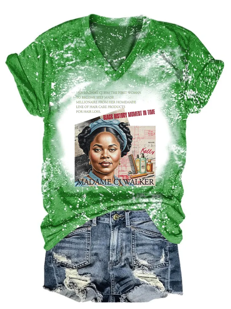 Women'S Black History Moment In Time V-Neck T-Shirt