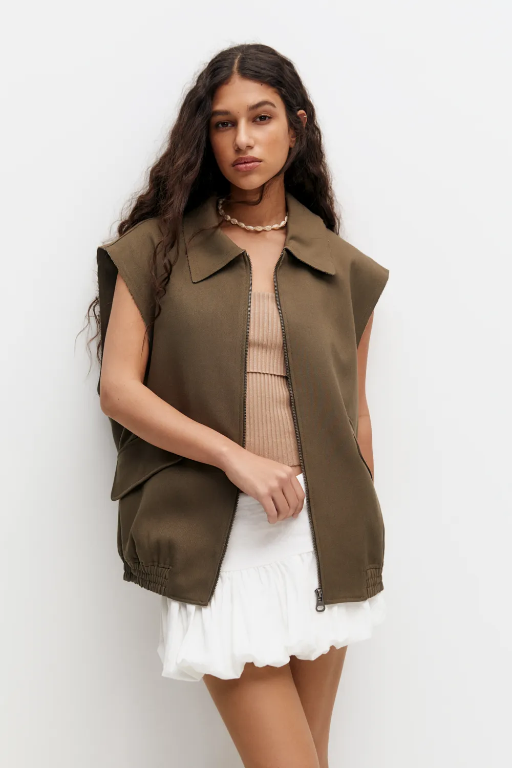 Chaleco oversize mangas desflecadas