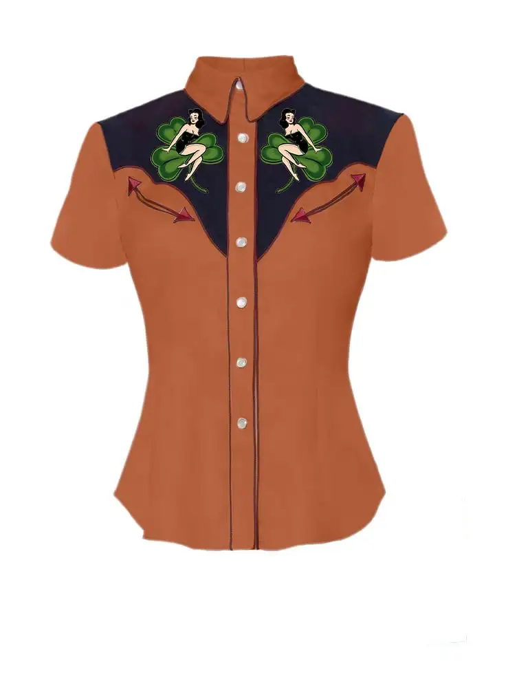 Women's Vintage Floral Elf Printed Shirt