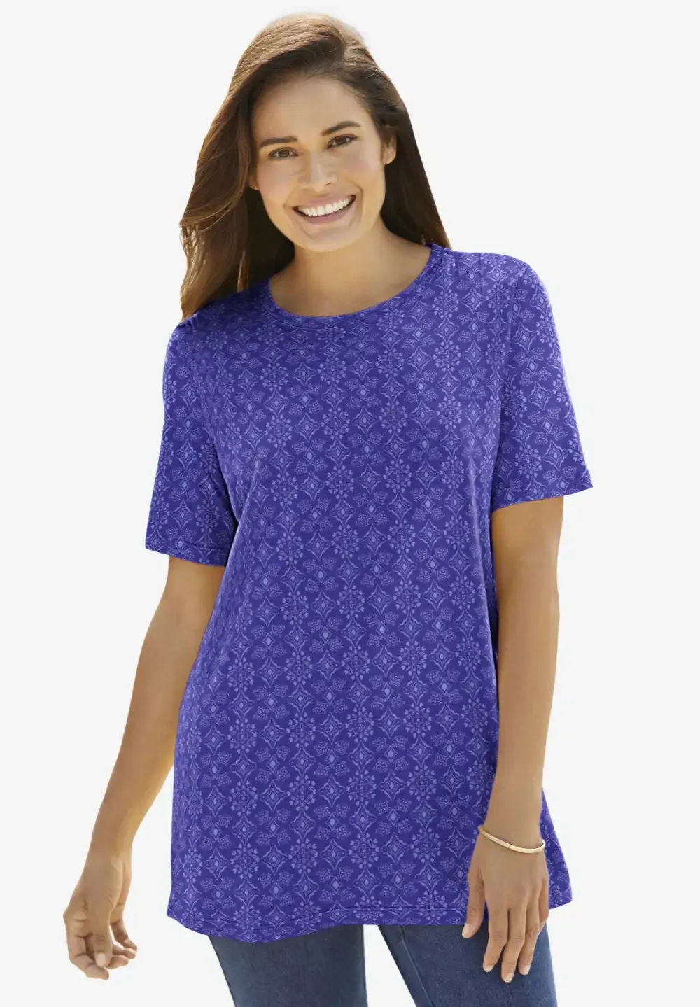 Perfect Printed Short-Sleeve Crewneck Tee