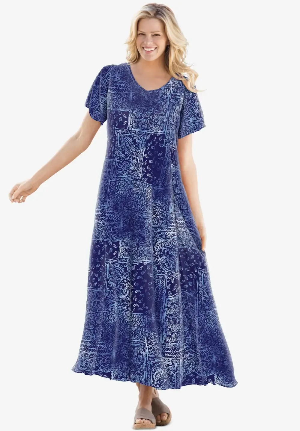 Short-Sleeve Crinkle Dress