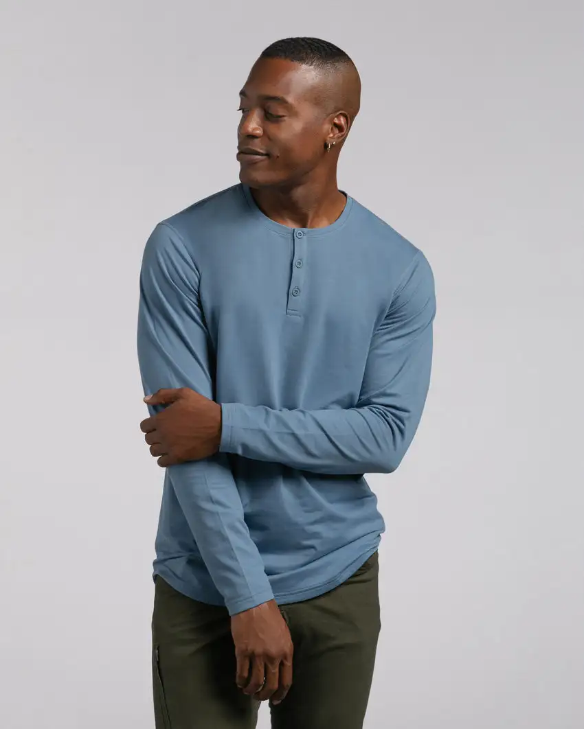 Henley Drop-Cut Long Sleeve: Lux