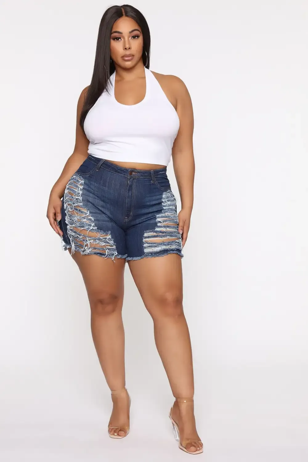 Yes Now Distressed Bermuda Shorts - Dark Wash