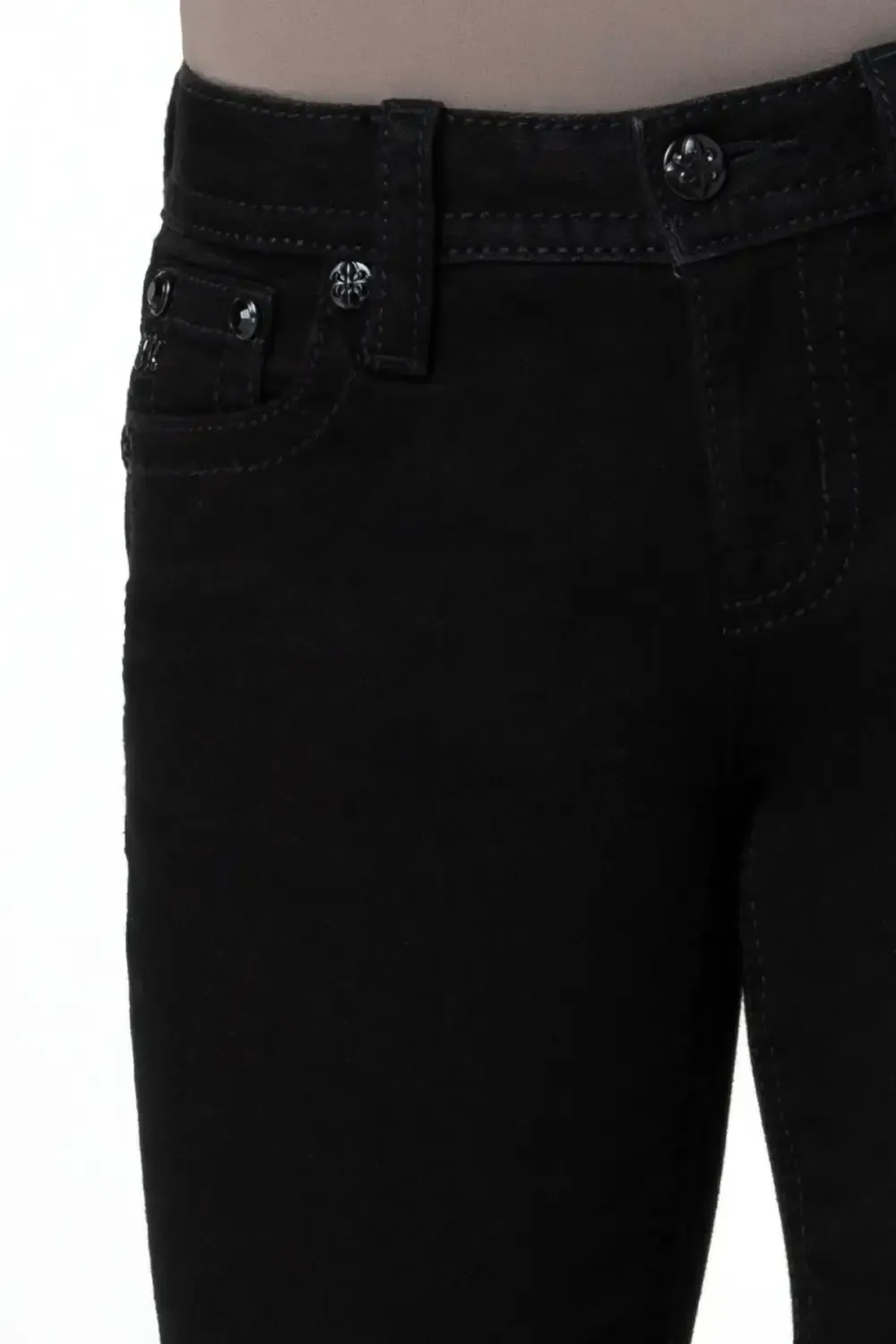 Black Metallic Wings Bootcut Jeans