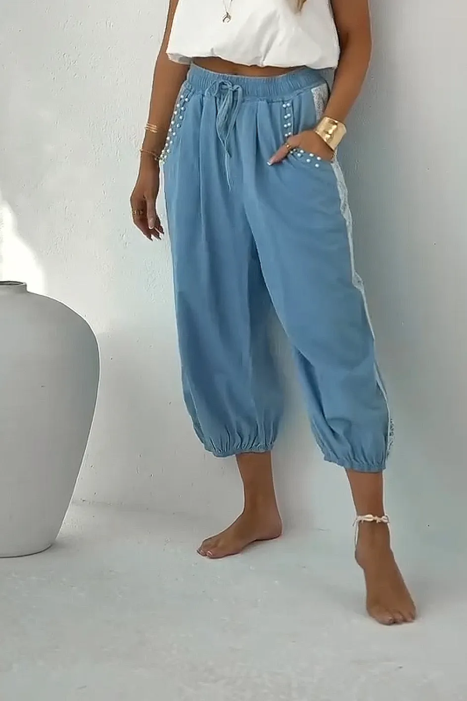 Women'S Comfortable Casual Lace Patchwork Trousers