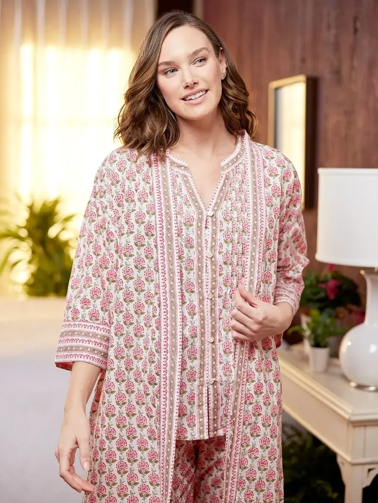 Women's Moroccan Rose Cotton Robe