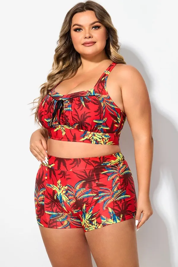 Retro Wireless Ruched Cups Crossback Bikini Top