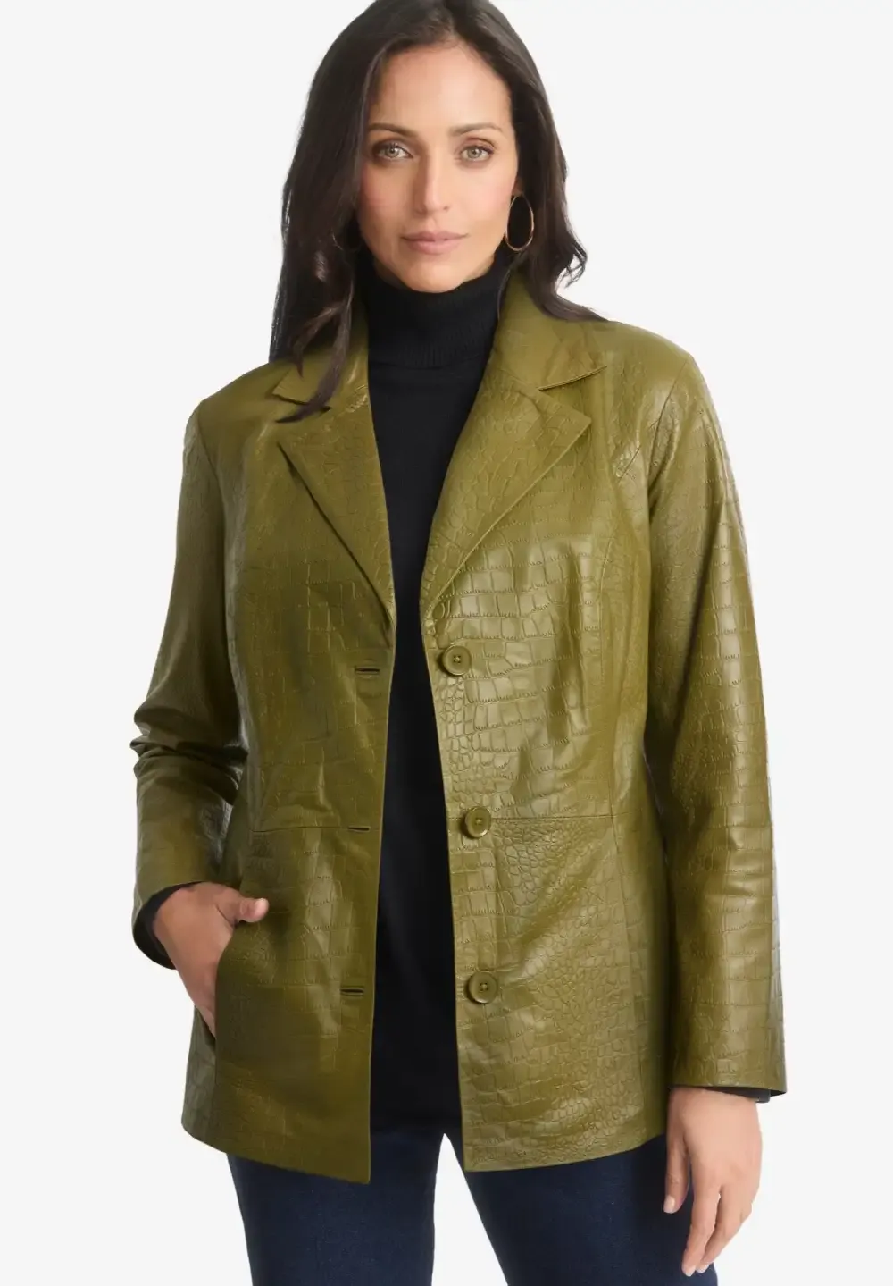 Croc Leather Blazer