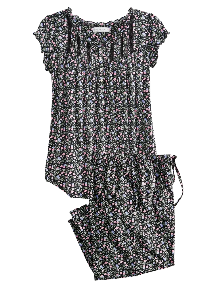 Eileen West Midnight Blossoms Modal Capri Pajama Set