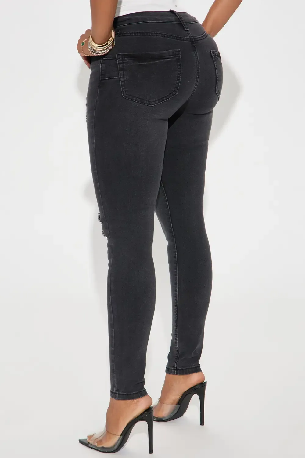 Got Spunk Destroyed High Stretch Skinny Jean - Black Wash