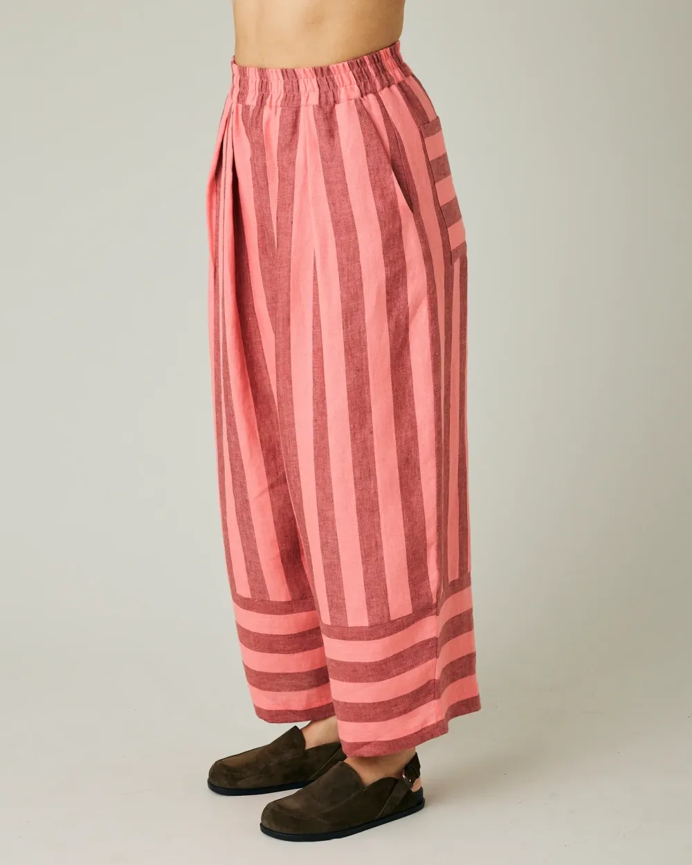BLUSH STRIPE LINEN TROUSERS