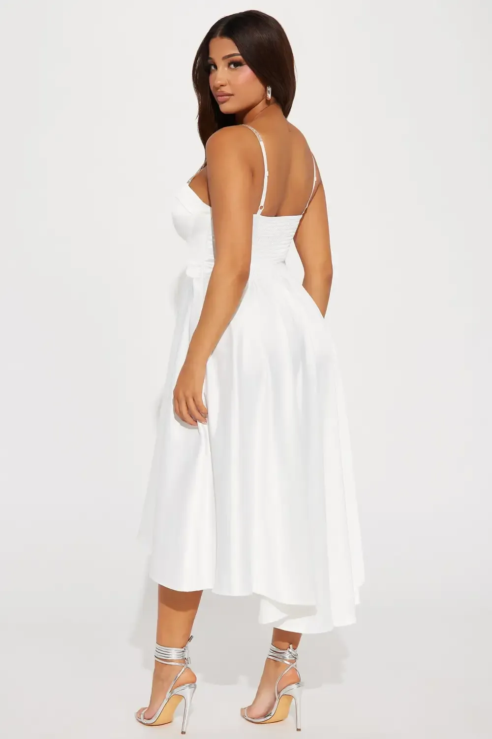 Diandra Satin Midi Dress - White