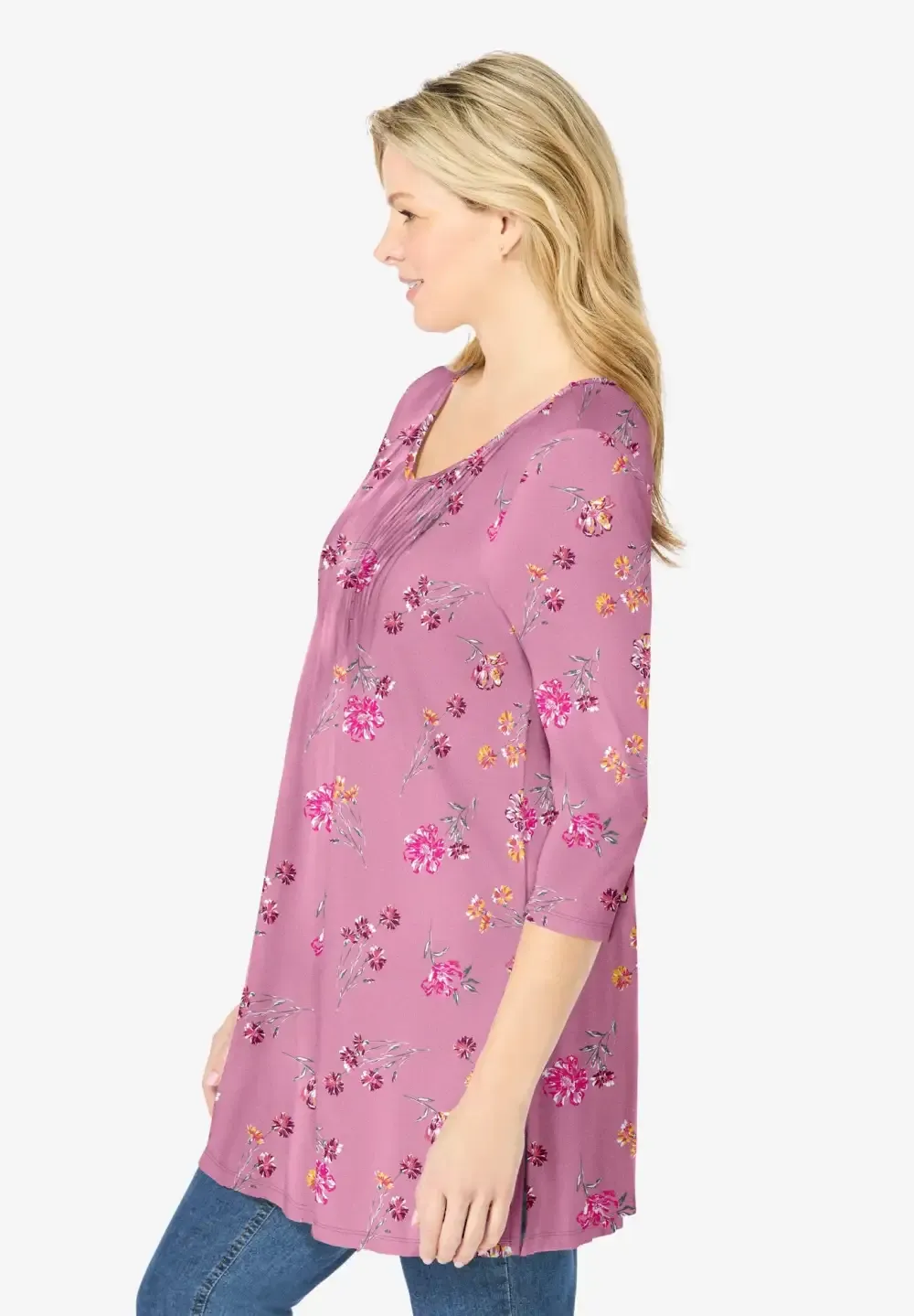 V-Neck Pintucked Tunic