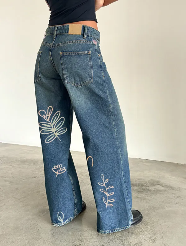 Bright Blue Roomy Extra Wide Low Rise Jeans