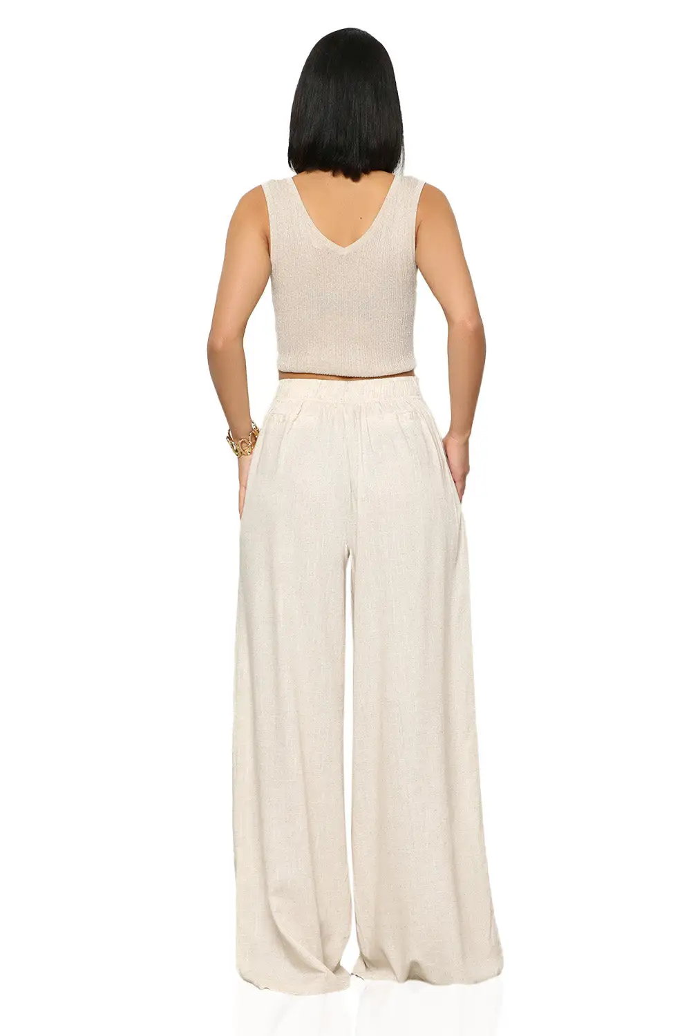 On The Go Linen Pants Set (Beige)