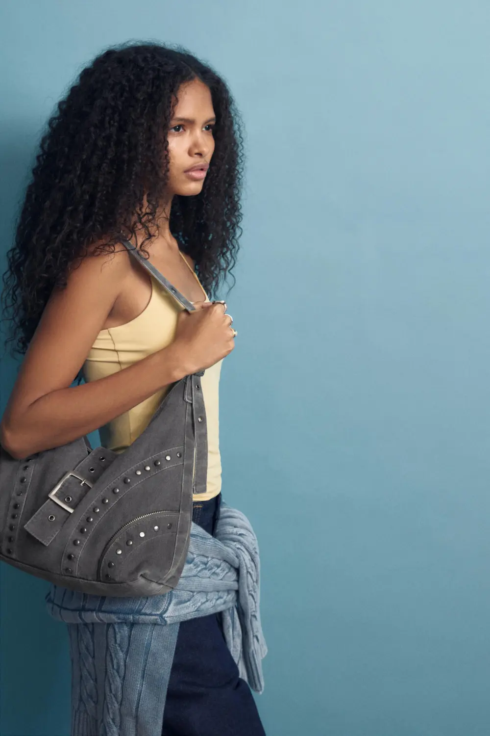 Bolso shopper canvas tachas