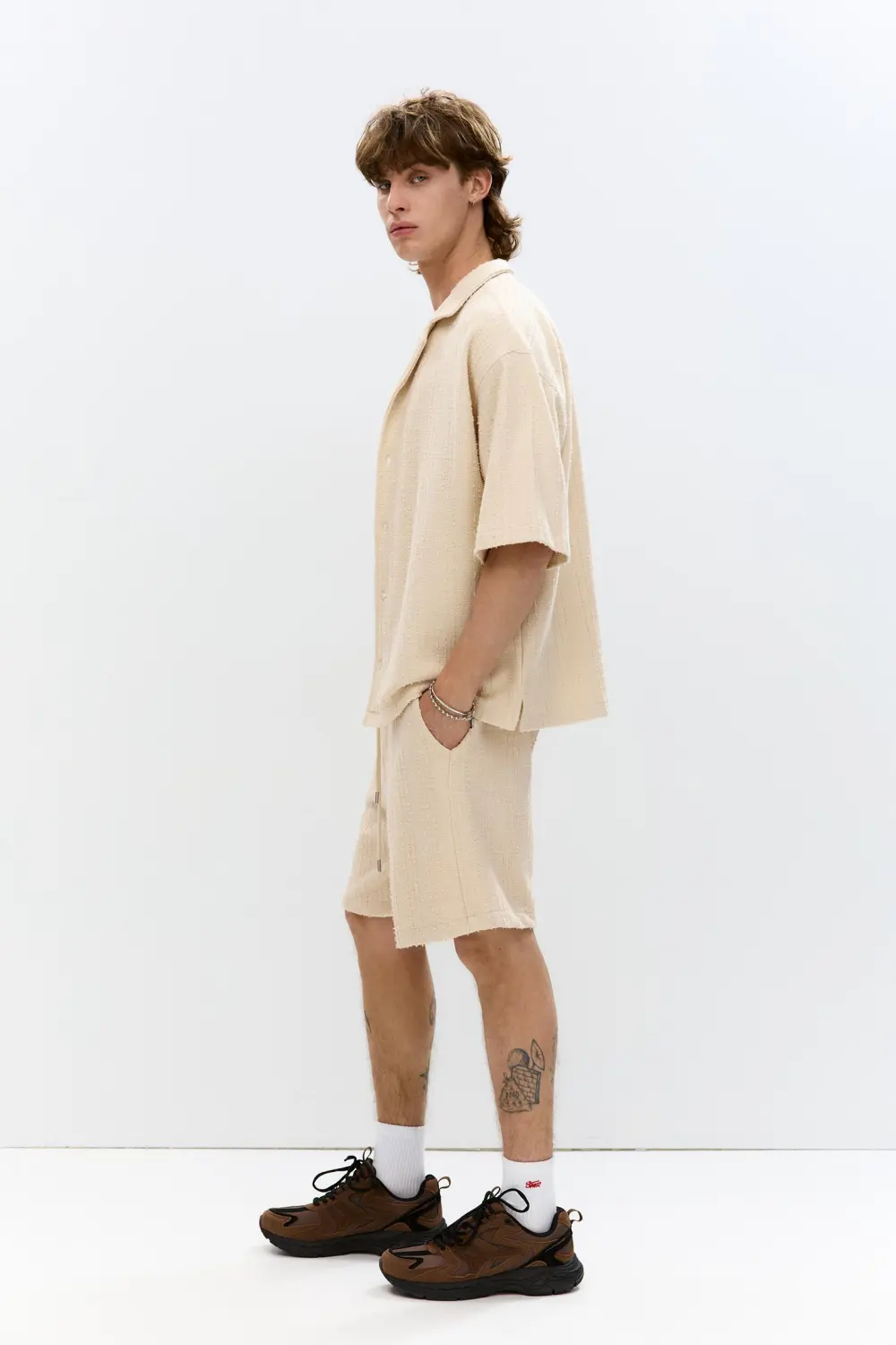 Waffle-knit Bermuda sweatpant shorts